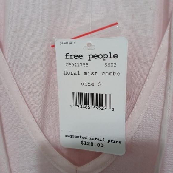 Free People Pink Floral Mist Combo Tunic Top / Dress  Size Small - Picture 8 of 12